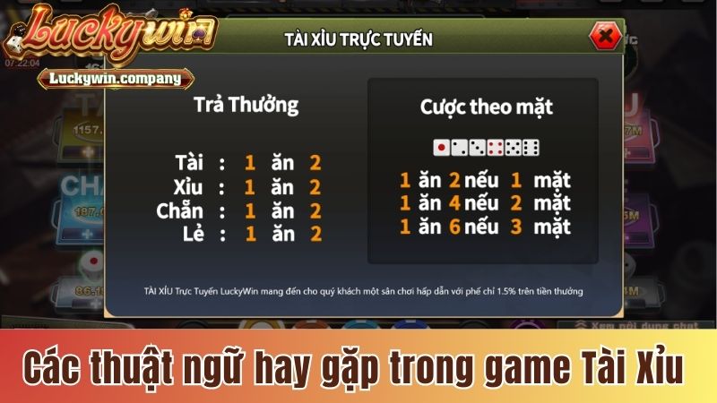 Các thuật ngữ hay gặp trong game Tài Xỉu